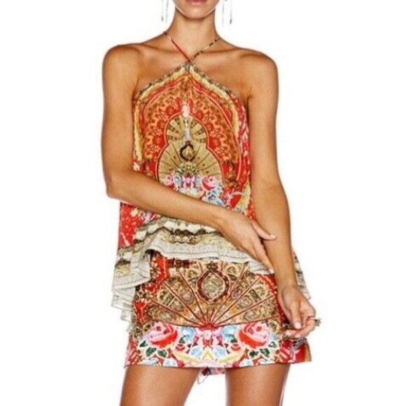 RARE! Camilla Cameos Dance Mini Skirt Beaded Embellished Size 1 Small b132 - Picture 4 of 16